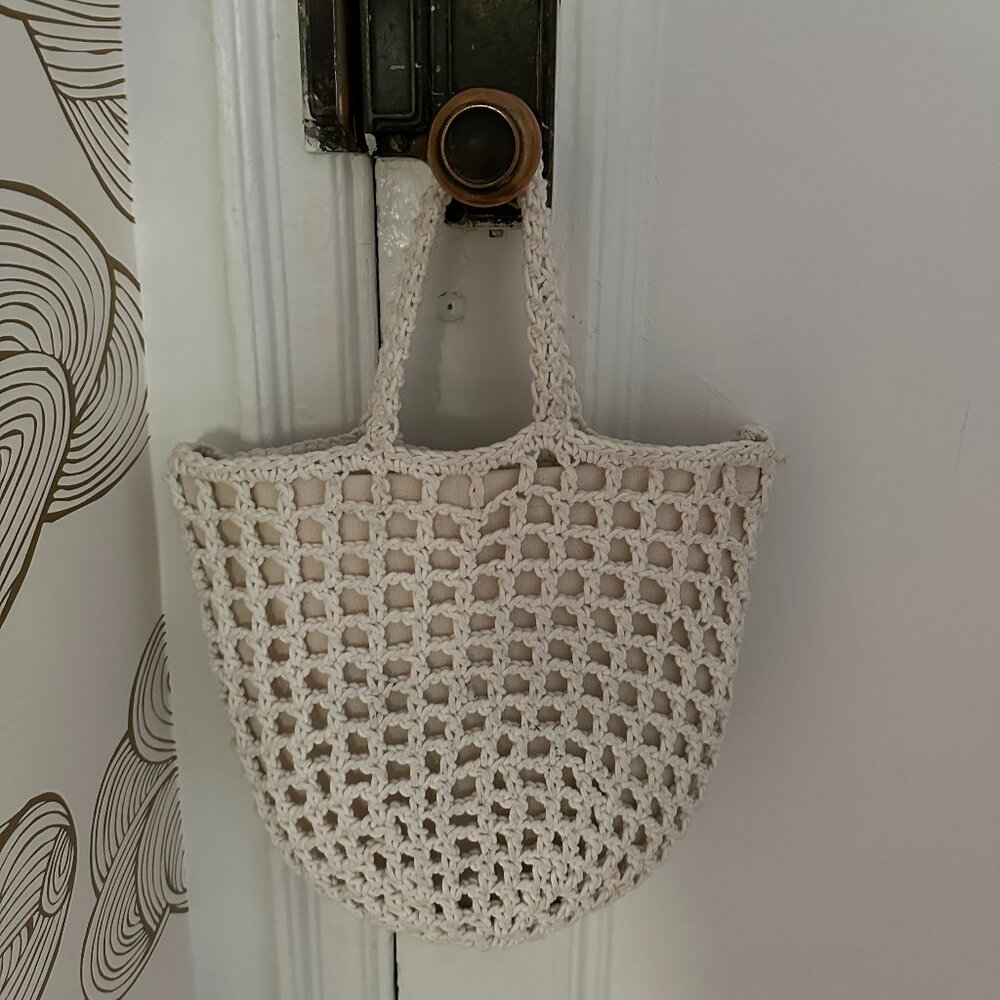 Madewell Crochet Rope Medium Tote Bag in Cream